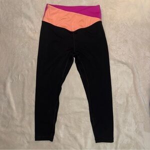 Victoria’s Secret On Point Leggings with Pink & Orange Criss Cross Waistband XL